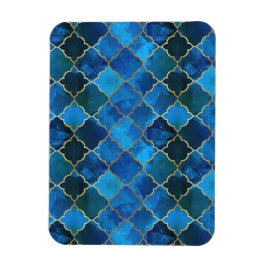 Sapphire Gemstone & Guld Moroccan Tile Mönster Magnet