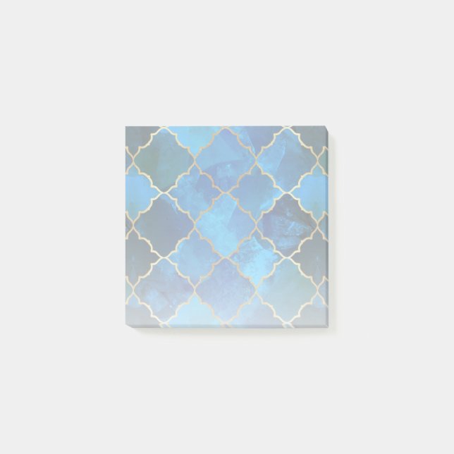 Sapphire Gemstone & Guld Moroccan Tile Mönster Post-it Block (Framsida)