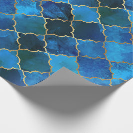 Sapphire Gemstone & Guld Moroccan Tile Mönster Presentpapper