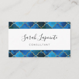 Sapphire Gemstone & Guld Moroccan Tile Mönster Visitkort