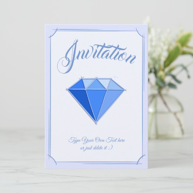 Sapphire Gemstone. Juveli. 45 Bröllop-årsdagen Inbjudningar (Stående Fram)