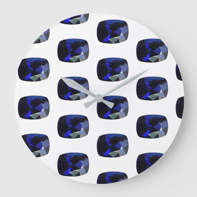 Sapphire Gemstone mönster Blue Large Clock Stor Klocka (Framsida)