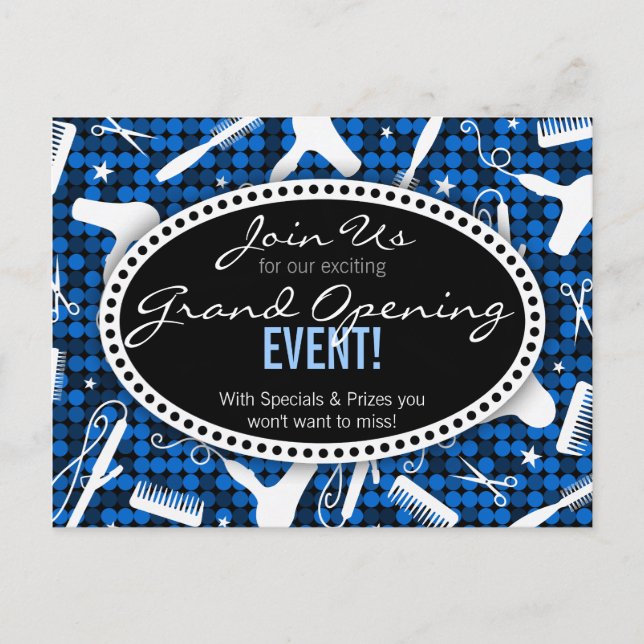 Sapphire Glam Anpassningsbar Hair Salon Event-vyko Inbjudan Vykort (Framsida)