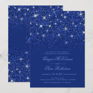 Sapphire Glitter bröllopsinbjudningar Inbjudningar