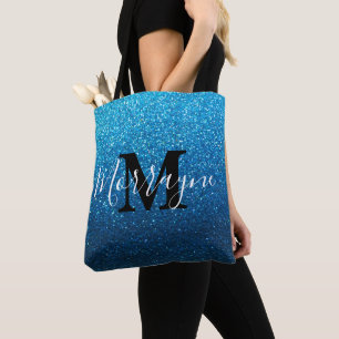 Sapphire Glitter Ombre Gnistra Metallic Monogram Tygkasse