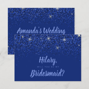 Sapphire Glitz Glitter Bridesmaid Card Inbjudningar