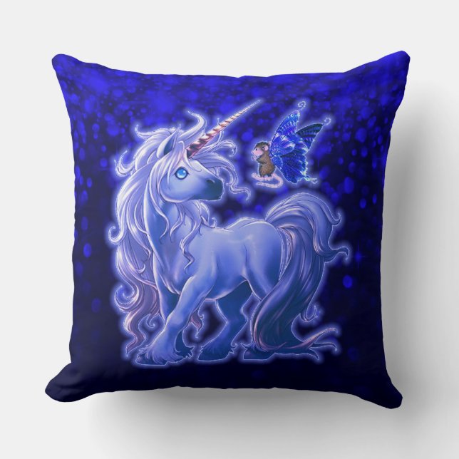 Sapphire Gnistra Blue Unicorn Kudde (Framsida)