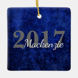 Sapphire Grad Blue Royal Cobalt Azure Year Julgransprydnad Keramik