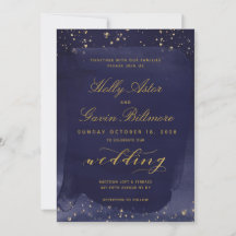 Sapphire & Guld bröllopsinbjudan Suite