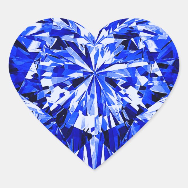 Sapphire Heart Hjärtformat Klistermärke (Framsida)