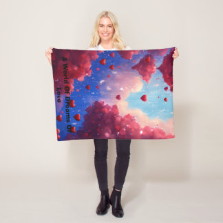 Sapphire Himmel med Garnet Heart Rain- 30"X40" Fleecefilt