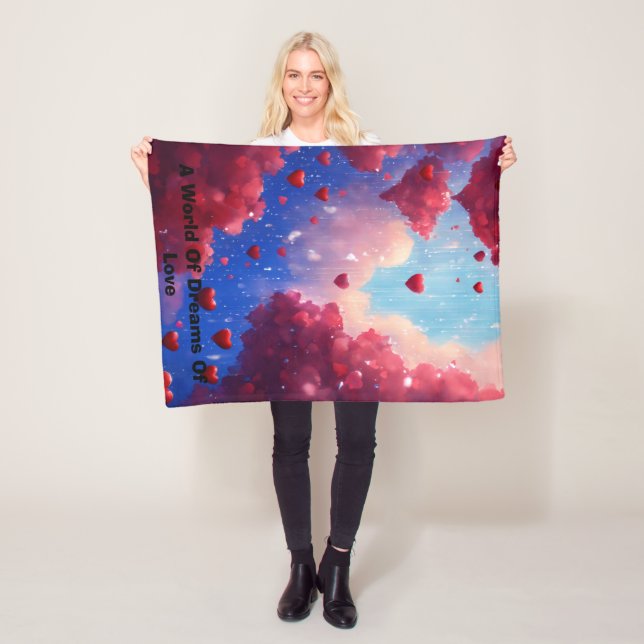 Sapphire Himmel med Garnet Heart Rain- 30"X40" Fleecefilt (På plats)