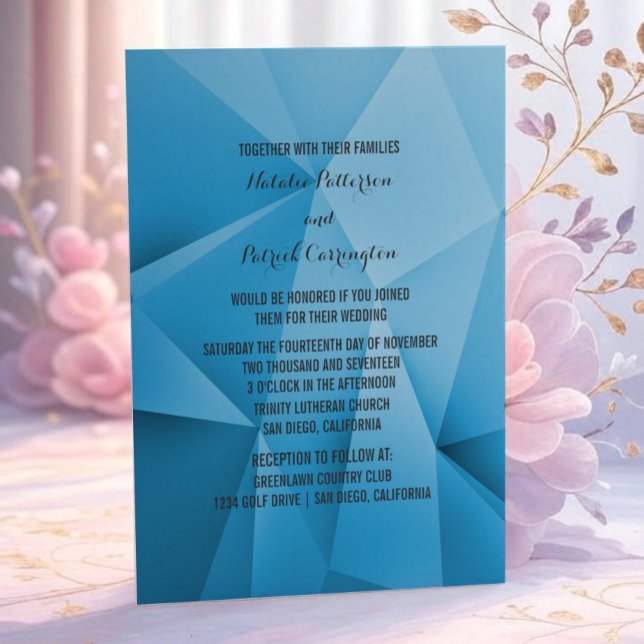 Sapphire Jewel Tones bröllopsinbjudan Inbjudningar (Sapphire Jewel Tones Wedding Invitation)