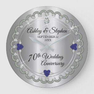 Sapphire Jubilee Diamonds 70:e Bröllop Stor Klocka