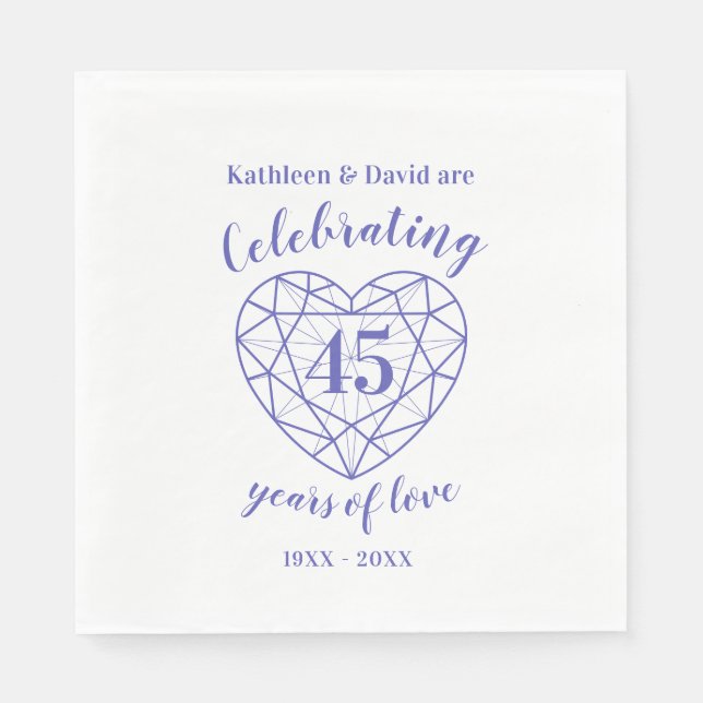 Sapphire-jubileum 45 år av kärlek napkins pappersservett (Framsidan)