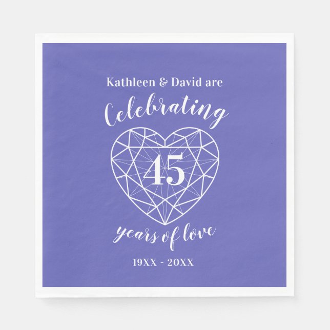 Sapphire-jubileum 45 år av kärlek napkins pappersservett (Framsidan)