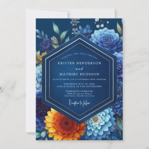 Sapphire Lysande Flora Bröllop Inbjudningar