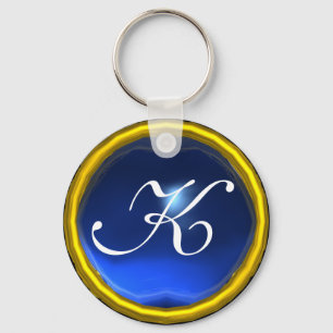 SAPPHIRE MONOGRAM, blå gult Nyckelring