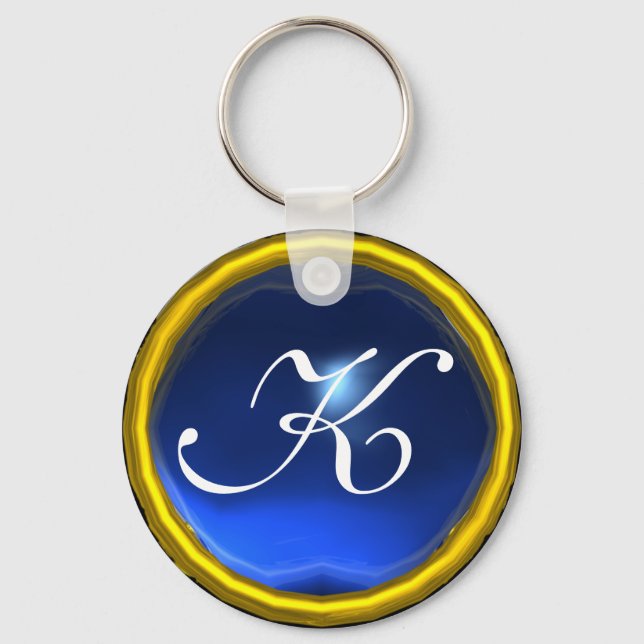 SAPPHIRE MONOGRAM, blå gult Nyckelring (Framsida)