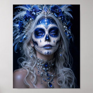 Sapphire Moon Calavera – Blå Celestial Dag av de D Poster