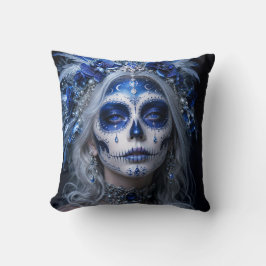 Sapphire Moon Calavera – Blå Celestial Kudde
