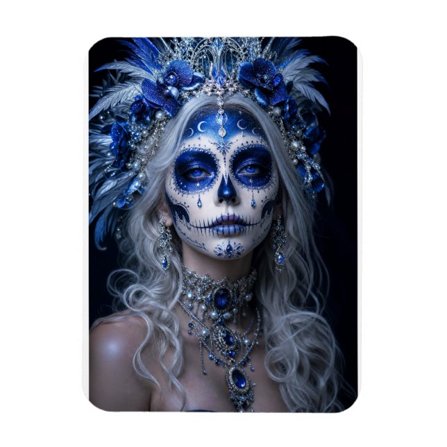 Sapphire Moon Calavera – Blå Celestial  Magnet (Vertikal)