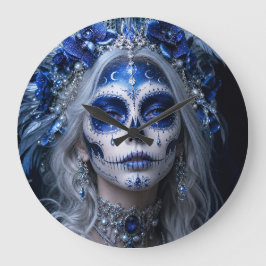 Sapphire Moon Calavera – Blå Celestial Stor Klocka