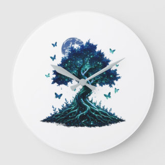 Sapphire Moon Tree Wall Clock Stor Klocka