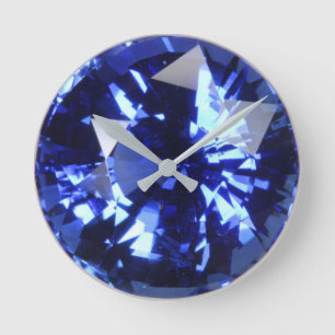 Sapphire Mörk blått Gemstone Birthstone Rund Klocka