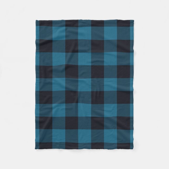 Sapphire Navy Buffalo Plaid Twill Fleecefilt (Framsidan)
