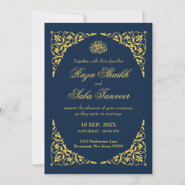 Sapphire Navy Islamic Wedding Inbjudningar