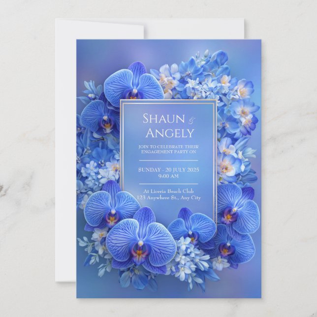 Sapphire Orchid Gilded Gradient Wedding Inbjudningar (Framsida)