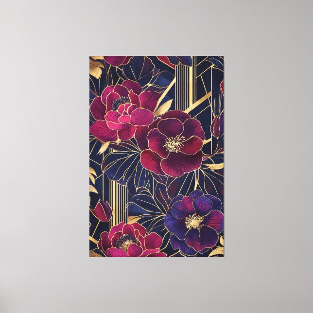 Sapphire & Ruby Deco-Blommigt Canvastryck (Framsida)