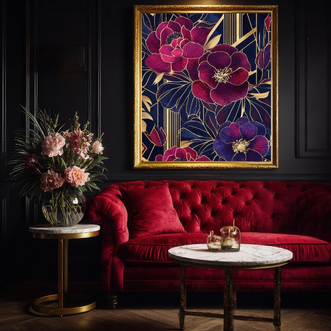 Sapphire & Ruby Deco-Blommigt Poster (Skapare uppladdad)