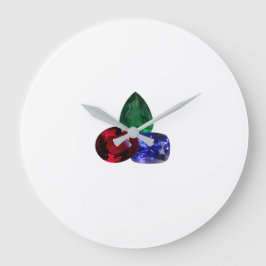 Sapphire Ruby Emerald Gemstone Large Clock Stor Klocka