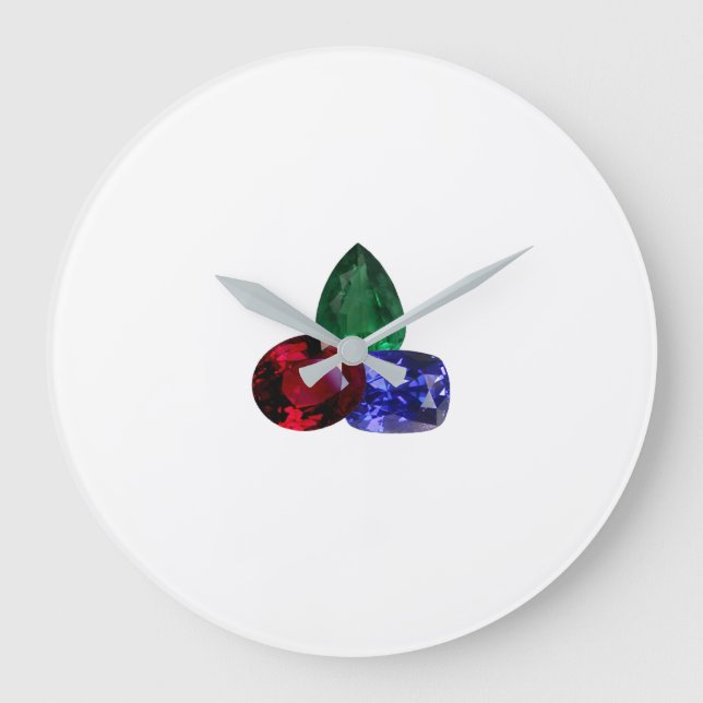 Sapphire Ruby Emerald Gemstone Large Clock Stor Klocka (Framsida)