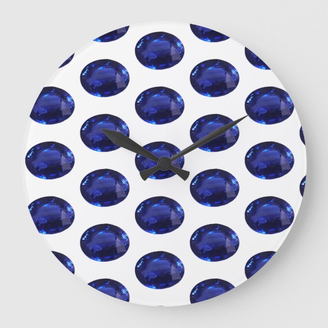 Sapphire September Birthstone Blue Large Clock Stor Klocka (Framsida)