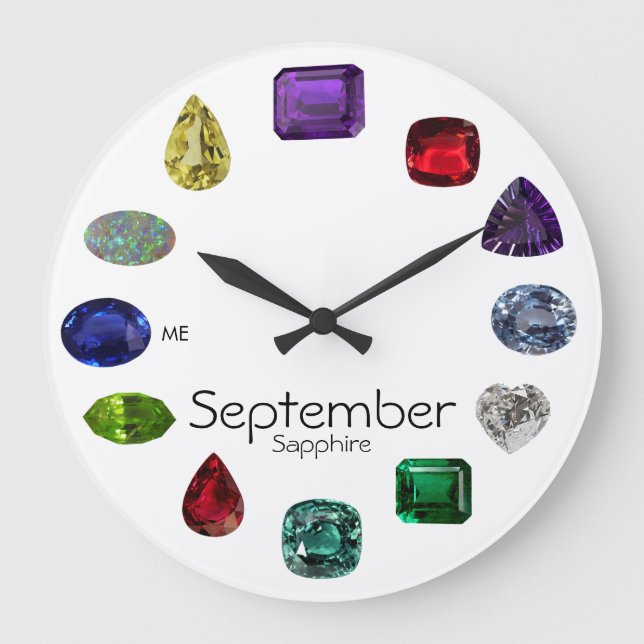 Sapphire, September Birthstone Stor Klocka (Framsida)