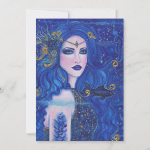 Sapphire Sjöjungfru with guld accents by Renee Lav Julkort
