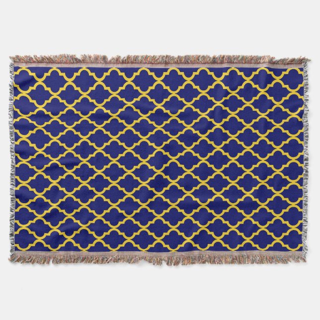 Sapphire Sol: Blue & Gult Boho Moroccan Elegance Filt (Framsidan)
