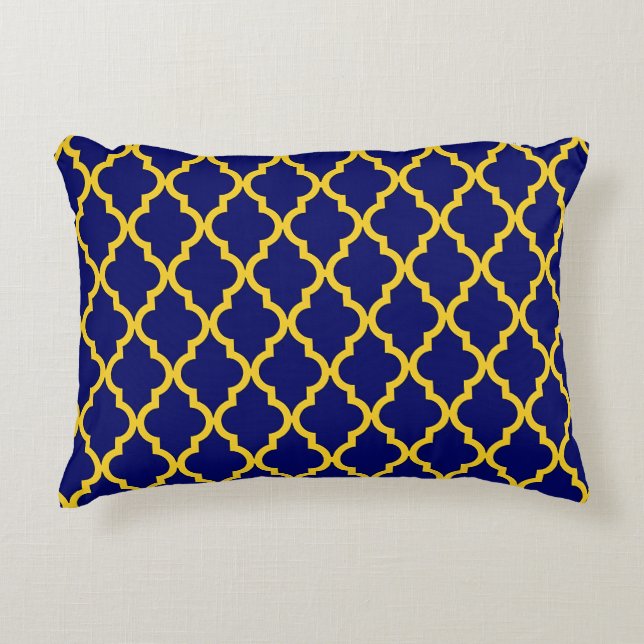 Sapphire Sol: Blue & Gult Boho Moroccan Elegance Prydnadskudde (Framsidan)