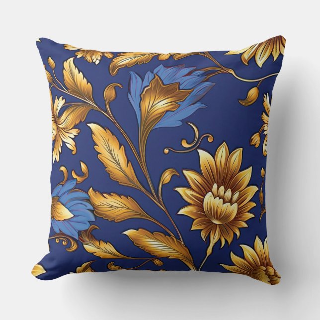 Sapphire Starlit Symphony Botanical Kudde (Framsida)