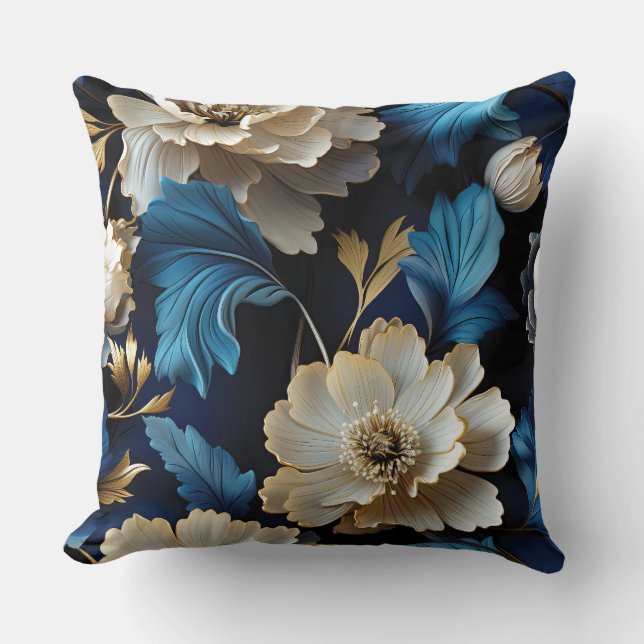 Sapphire Starlit Symphony Botanical Kudde (Framsida)