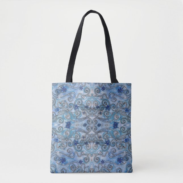 Sapphire Swirls Tote Bag Tygkasse (Framsida)