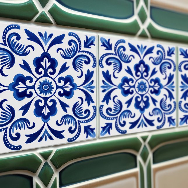 Sapphire Talavera Lissabon mönstrad keramisk desig Kakelplatta (Skapare uppladdad)