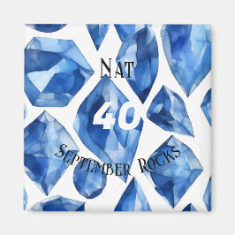 Sapphire-Thated September Birthday-årsdagen Magnet