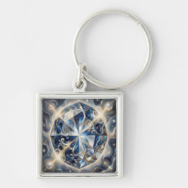 Sapphire – The Stone of Truth and Wisdom´3 Fyrkantig Silverfärgad Nyckelring