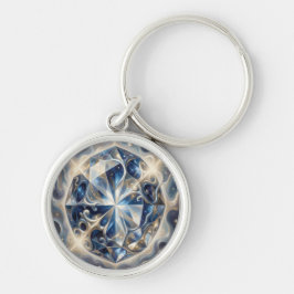 Sapphire – The Stone of Truth and Wisdom´3 Rund Silverfärgad Nyckelring