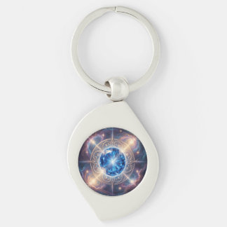Sapphire – The Stone of Truth and Wisdom´6 Swirl Silverfärgad Nyckelring