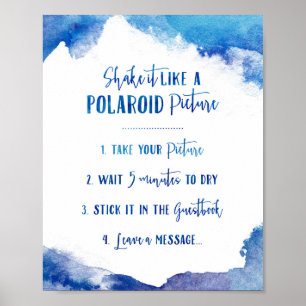 Sapphire Tide Instant Photo Bröllop Guestbook-teck Poster
